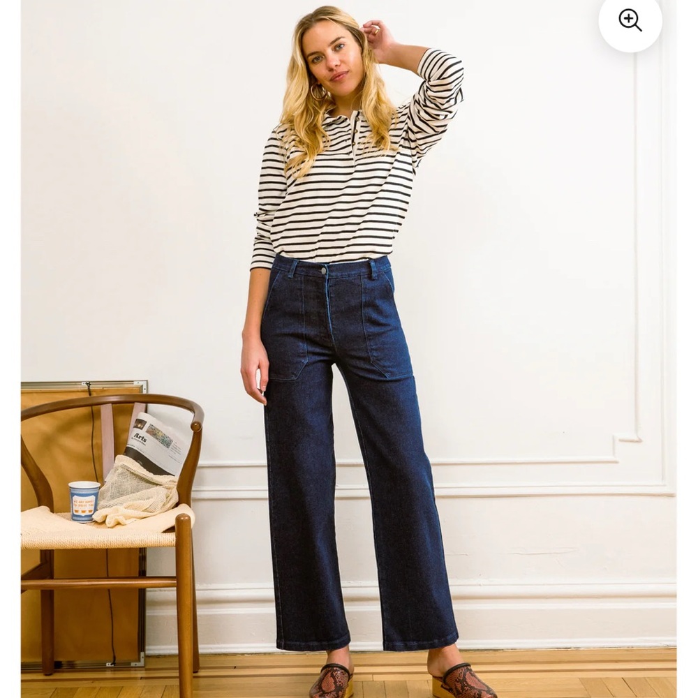 Loup Indigo Blue Wide Leg Flare Jeans